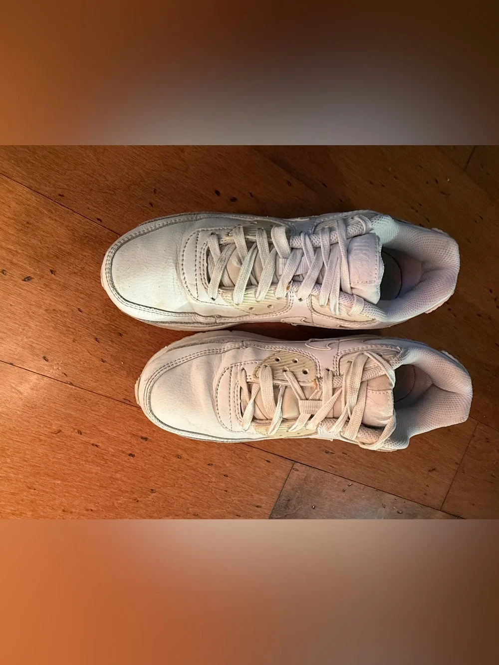Nike Air Max Off-White Leather Style Sneakers, Sz 5.5y, guc